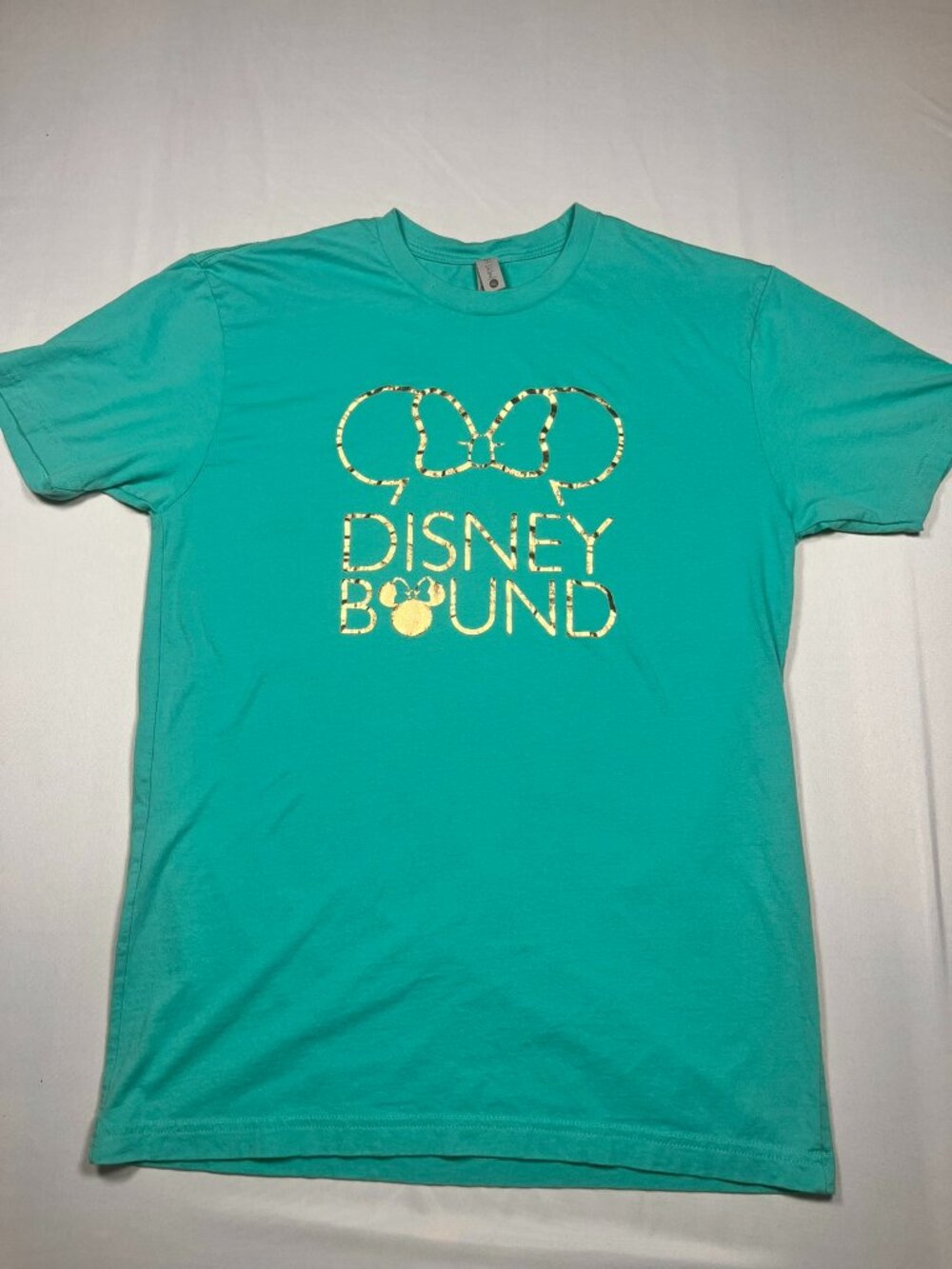 Disney Bound Graphic T Shirt M Teal Turquoise Gold Foil Minnie Ears Park Outfit